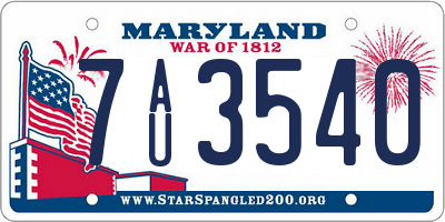 MD license plate 7AU3540