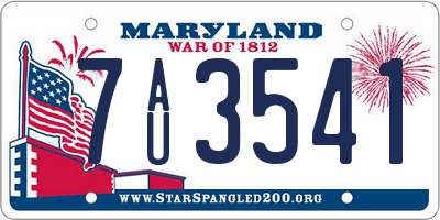 MD license plate 7AU3541