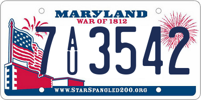 MD license plate 7AU3542