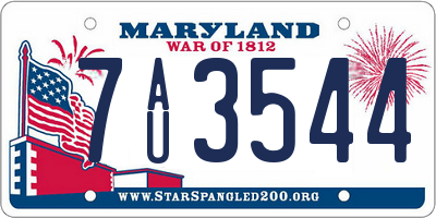 MD license plate 7AU3544