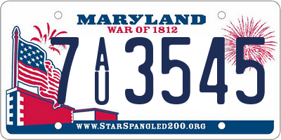 MD license plate 7AU3545