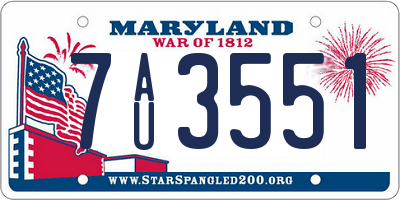 MD license plate 7AU3551