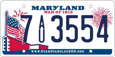 MD license plate 7AU3554