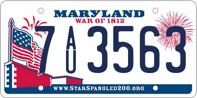 MD license plate 7AU3563