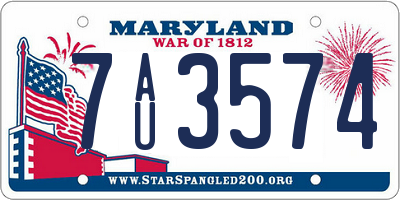 MD license plate 7AU3574