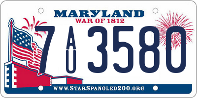 MD license plate 7AU3580