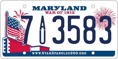 MD license plate 7AU3583