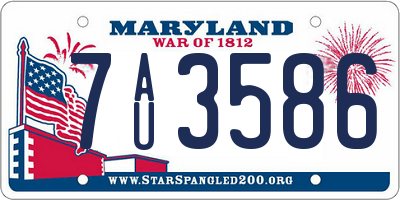 MD license plate 7AU3586