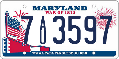 MD license plate 7AU3597