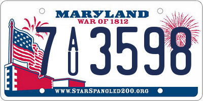 MD license plate 7AU3598