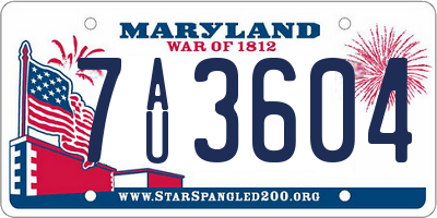 MD license plate 7AU3604