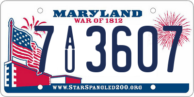 MD license plate 7AU3607
