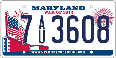 MD license plate 7AU3608