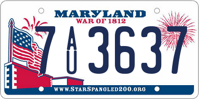 MD license plate 7AU3637
