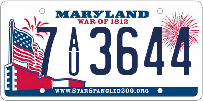 MD license plate 7AU3644