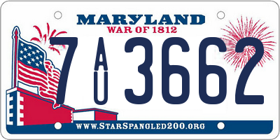 MD license plate 7AU3662