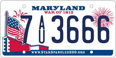 MD license plate 7AU3666