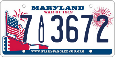 MD license plate 7AU3672