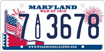 MD license plate 7AU3678