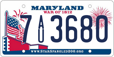 MD license plate 7AU3680