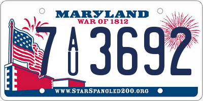 MD license plate 7AU3692