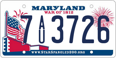 MD license plate 7AU3726