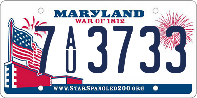MD license plate 7AU3733