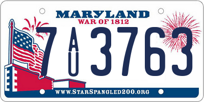 MD license plate 7AU3763