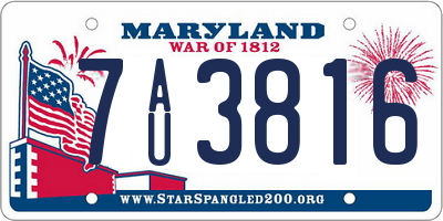 MD license plate 7AU3816