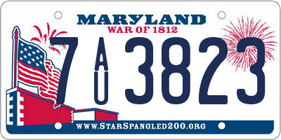 MD license plate 7AU3823