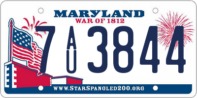 MD license plate 7AU3844