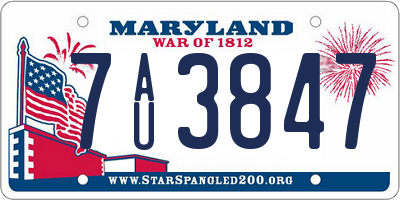 MD license plate 7AU3847