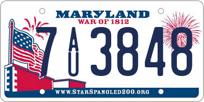 MD license plate 7AU3848
