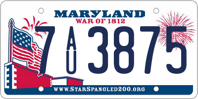 MD license plate 7AU3875