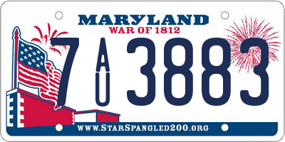 MD license plate 7AU3883