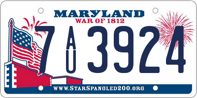 MD license plate 7AU3924