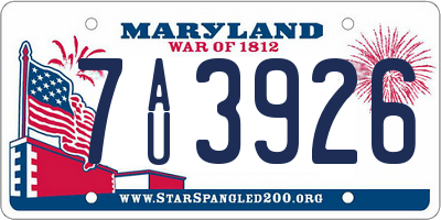MD license plate 7AU3926