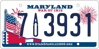 MD license plate 7AU3931