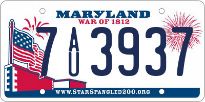 MD license plate 7AU3937