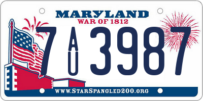 MD license plate 7AU3987