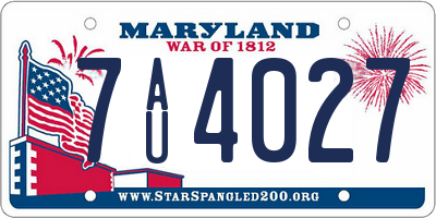MD license plate 7AU4027