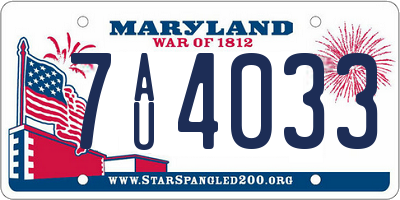 MD license plate 7AU4033