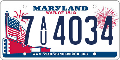 MD license plate 7AU4034