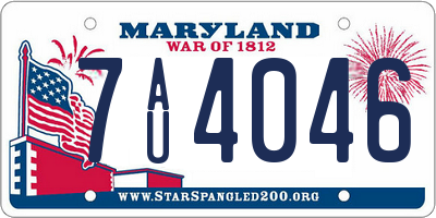 MD license plate 7AU4046