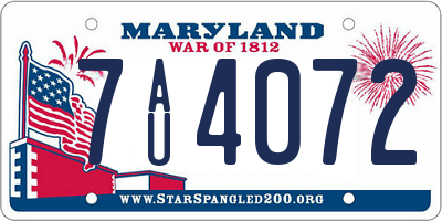 MD license plate 7AU4072
