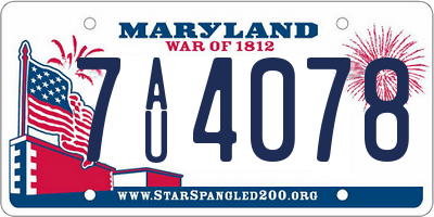 MD license plate 7AU4078