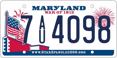 MD license plate 7AU4098