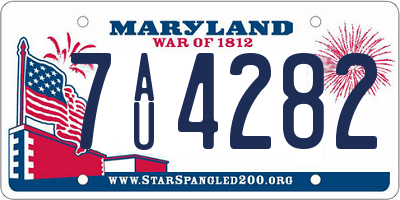 MD license plate 7AU4282