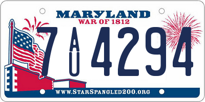 MD license plate 7AU4294
