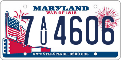MD license plate 7AU4606